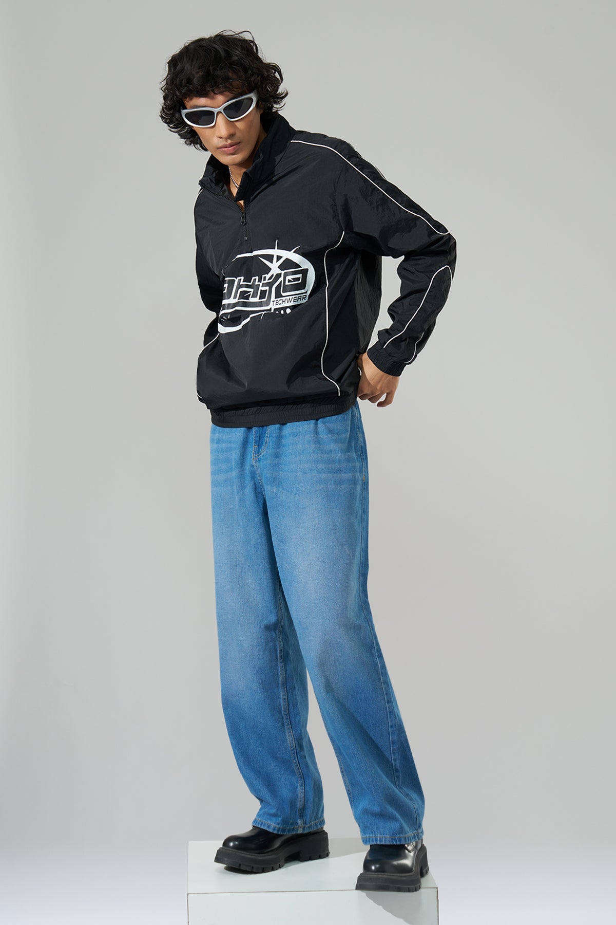 Black Graphic Printed Jacket for Men - Image 6