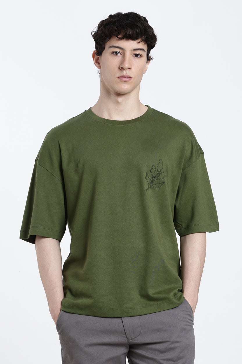 Olive Graphic Printed Regular Fit T-Shirt for Men - Image 2
