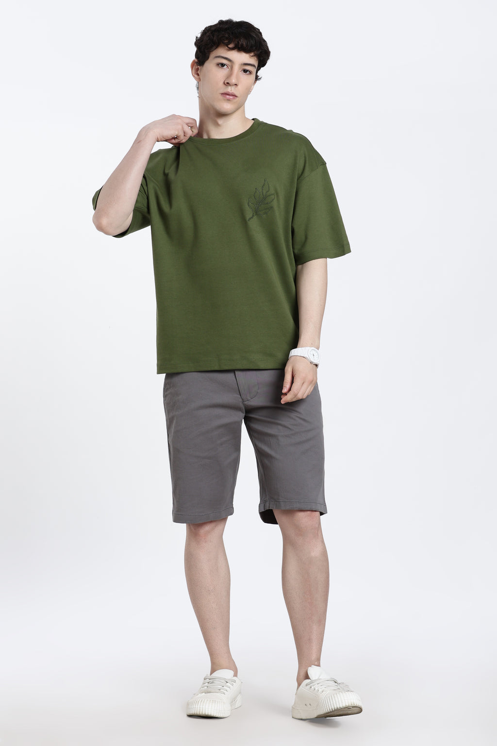 Olive Graphic Printed Regular Fit T-Shirt for Men - Image 6