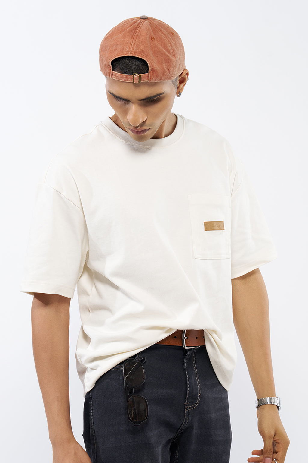 Off White Solid Regular Fit T-Shirt for Men - Image 1