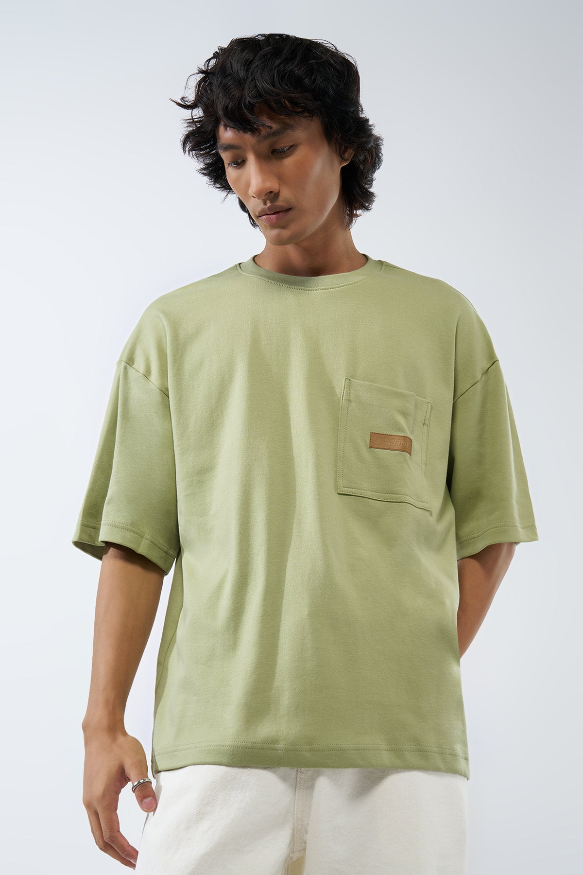 Green Solid Regular Fit T-Shirt for Men - Image 3