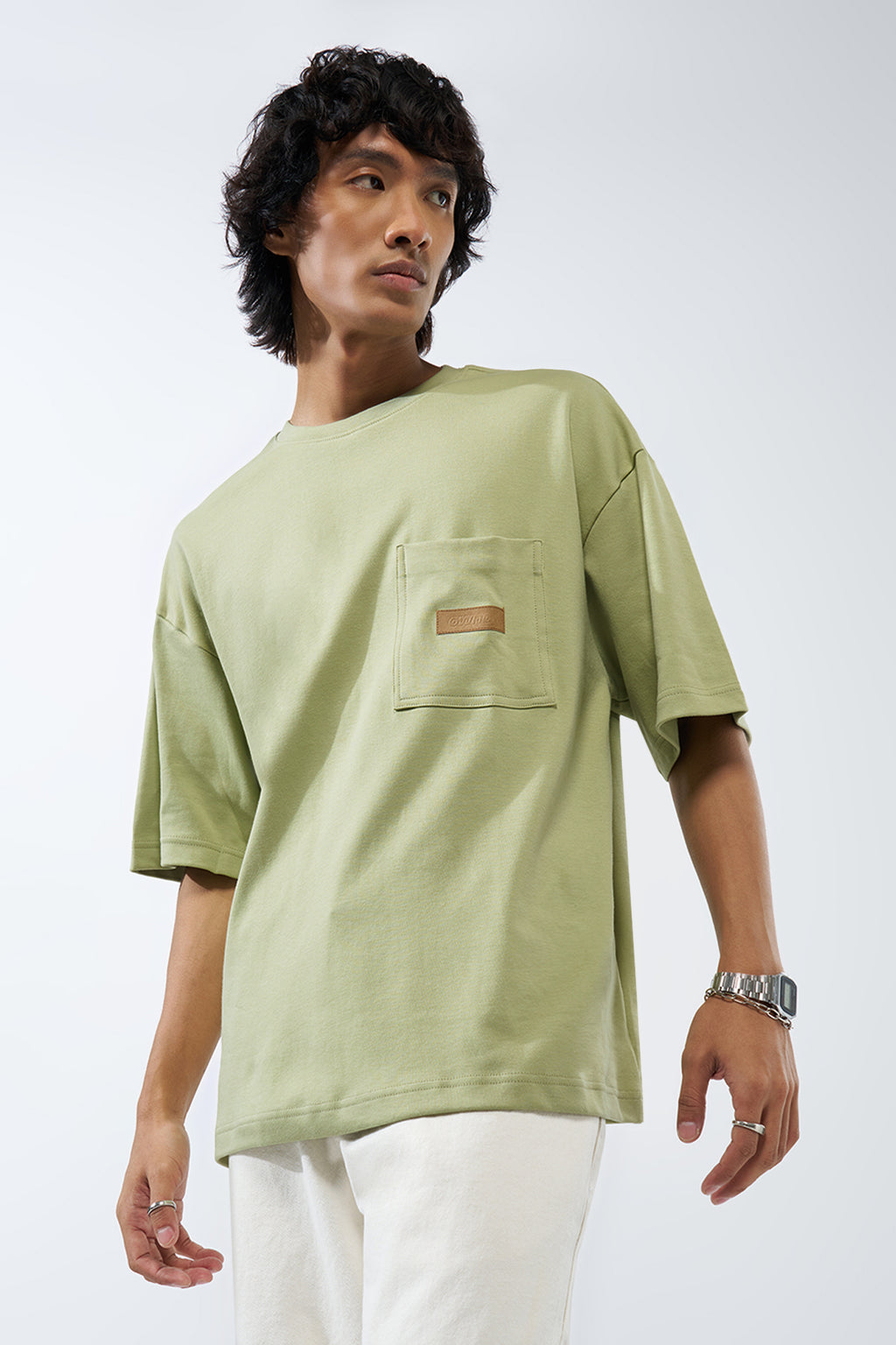 Green Solid Regular Fit T-Shirt for Men - Image 4