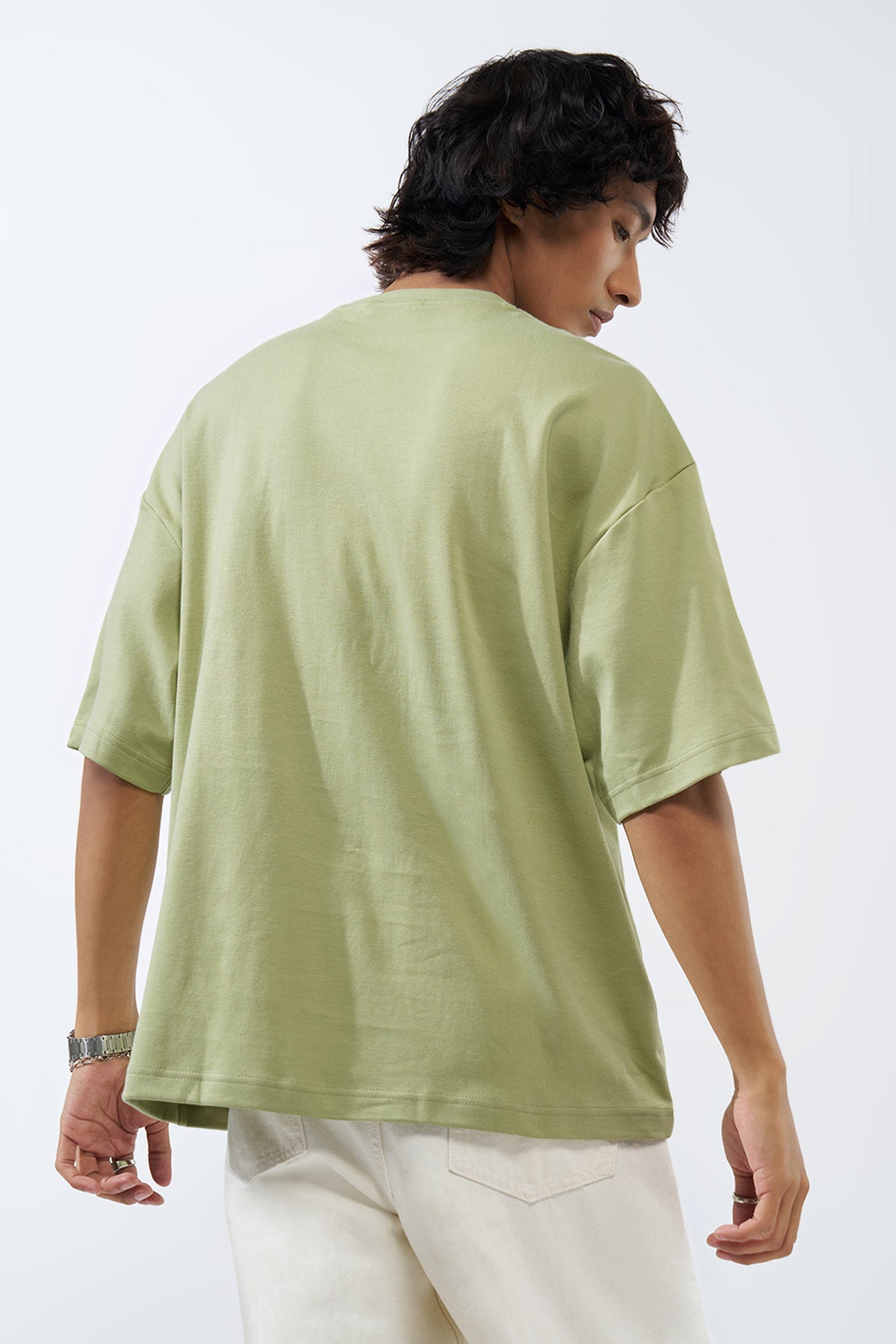 Green Solid Regular Fit T-Shirt for Men - Image 5