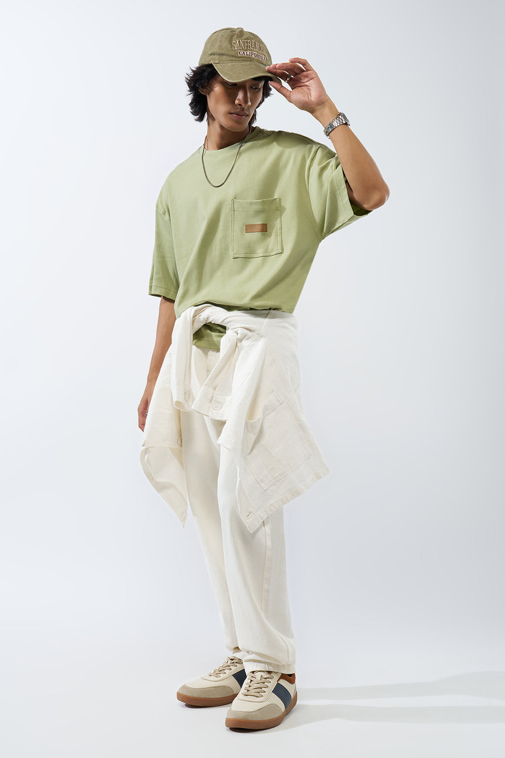 Green Solid Regular Fit T-Shirt for Men - Image 6