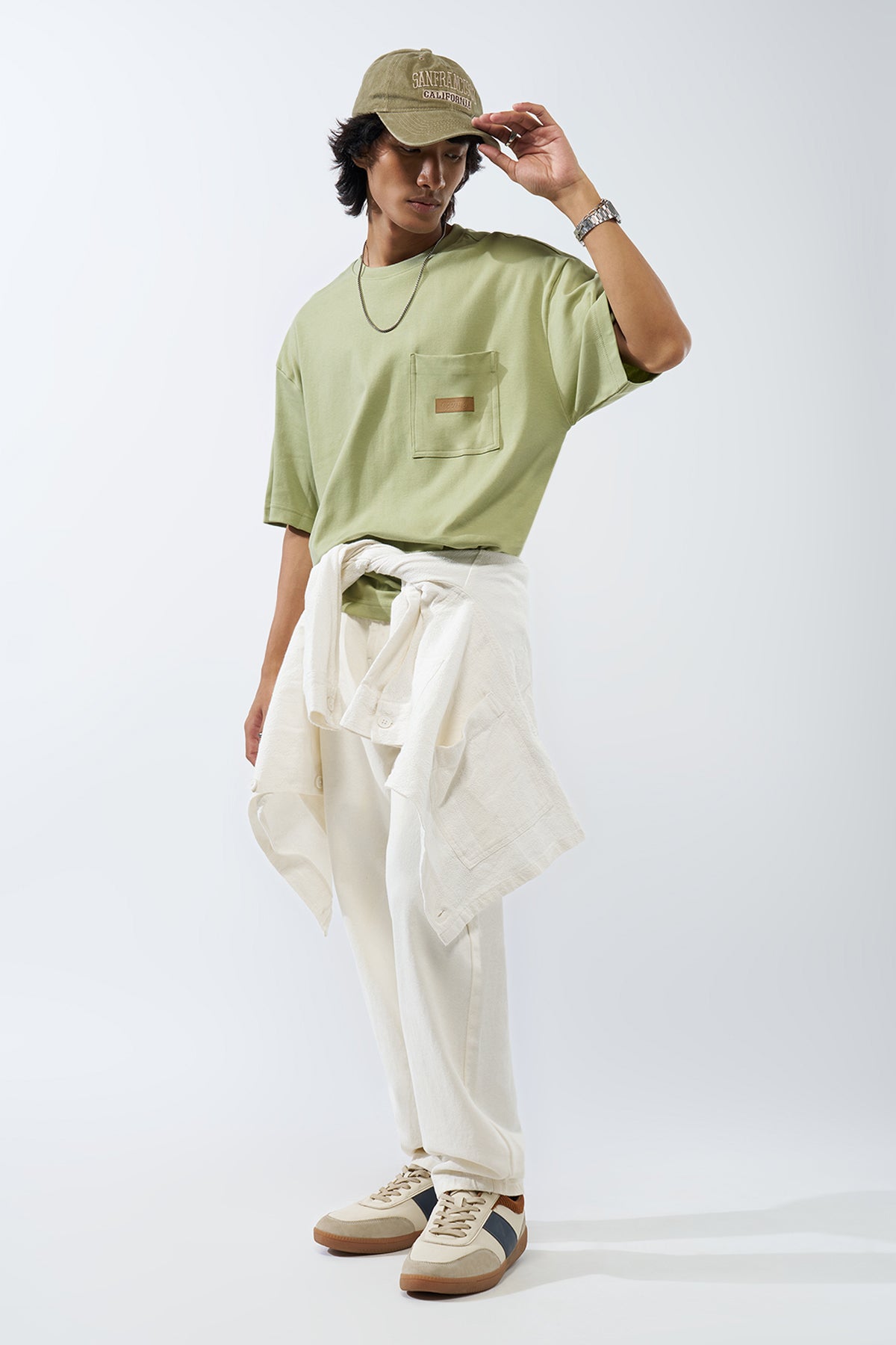 Green Solid Regular Fit T-Shirt for Men - Image 6
