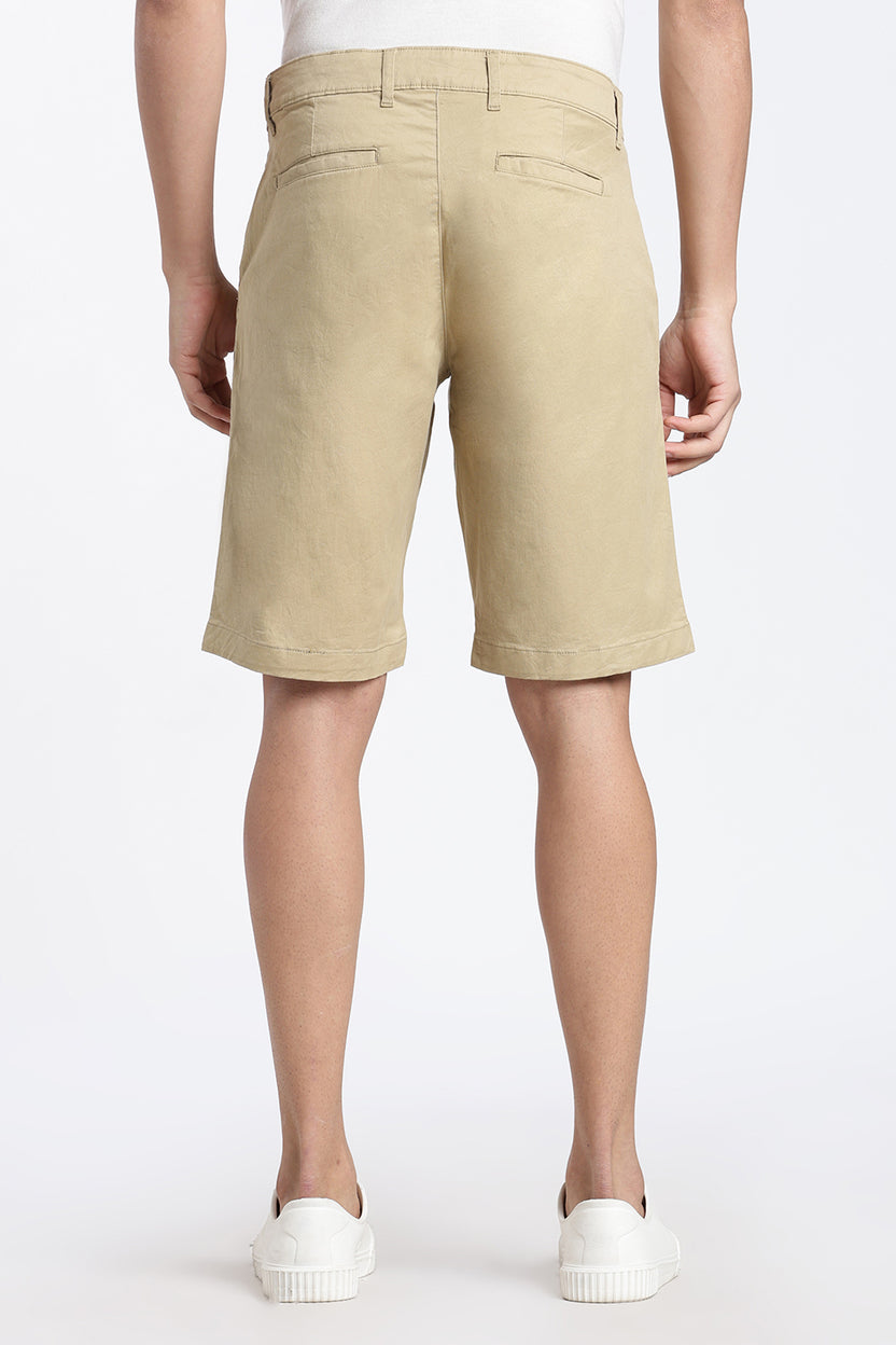 Beige Solid Regular Fit Shorts for Men - Image 5