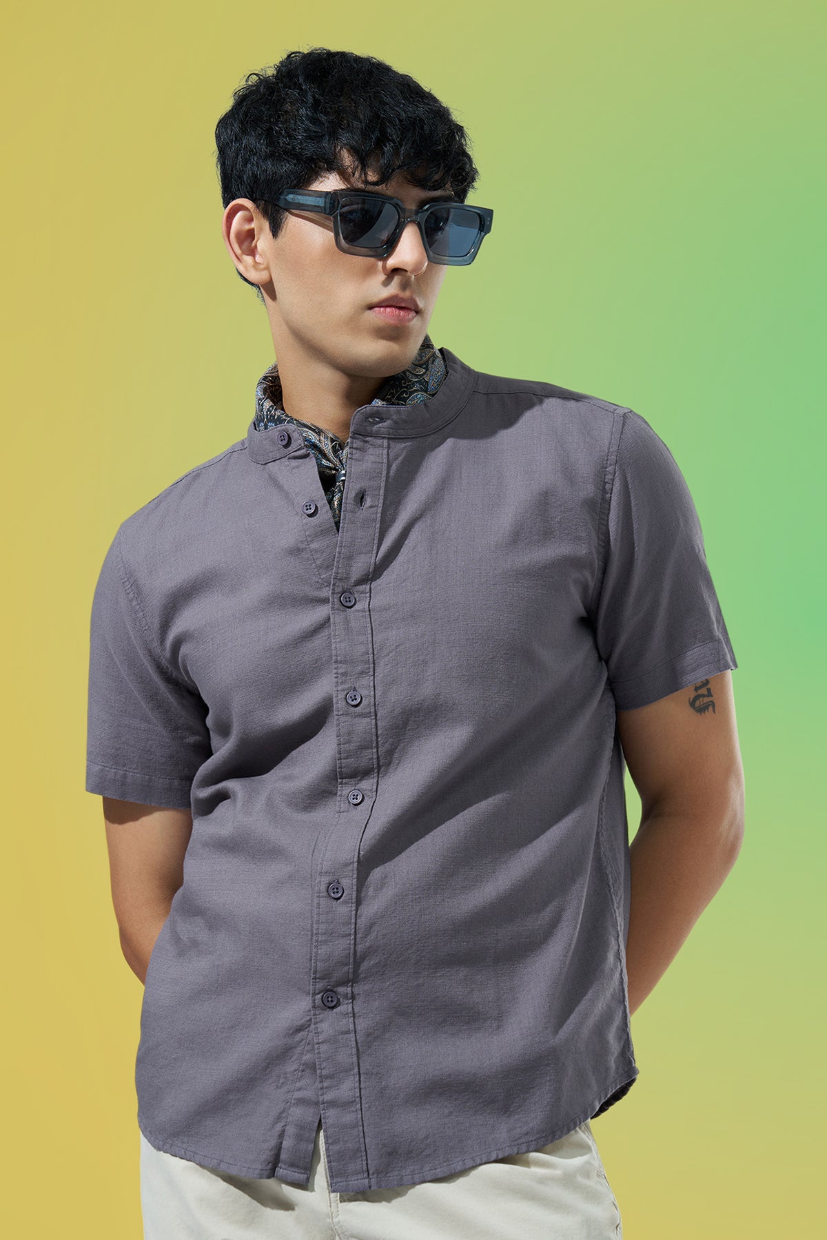 Grey Regular Fit Casual Shirt for Men - Image 1