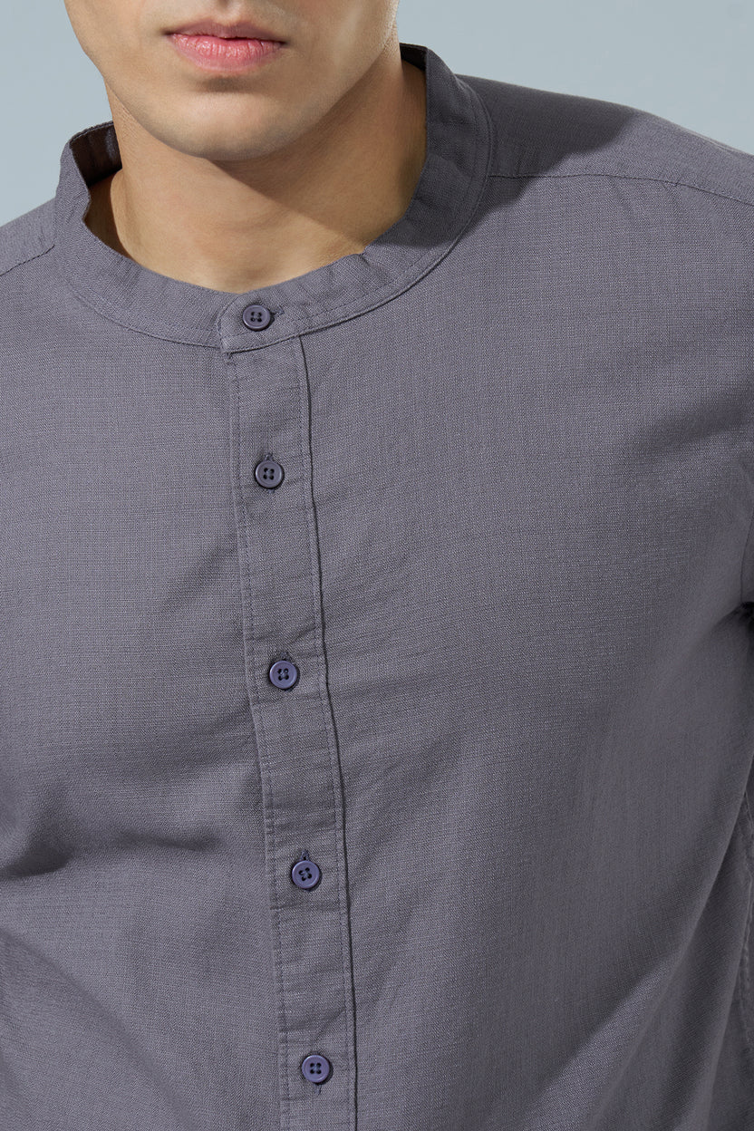 Grey Regular Fit Casual Shirt For Men - Image 3