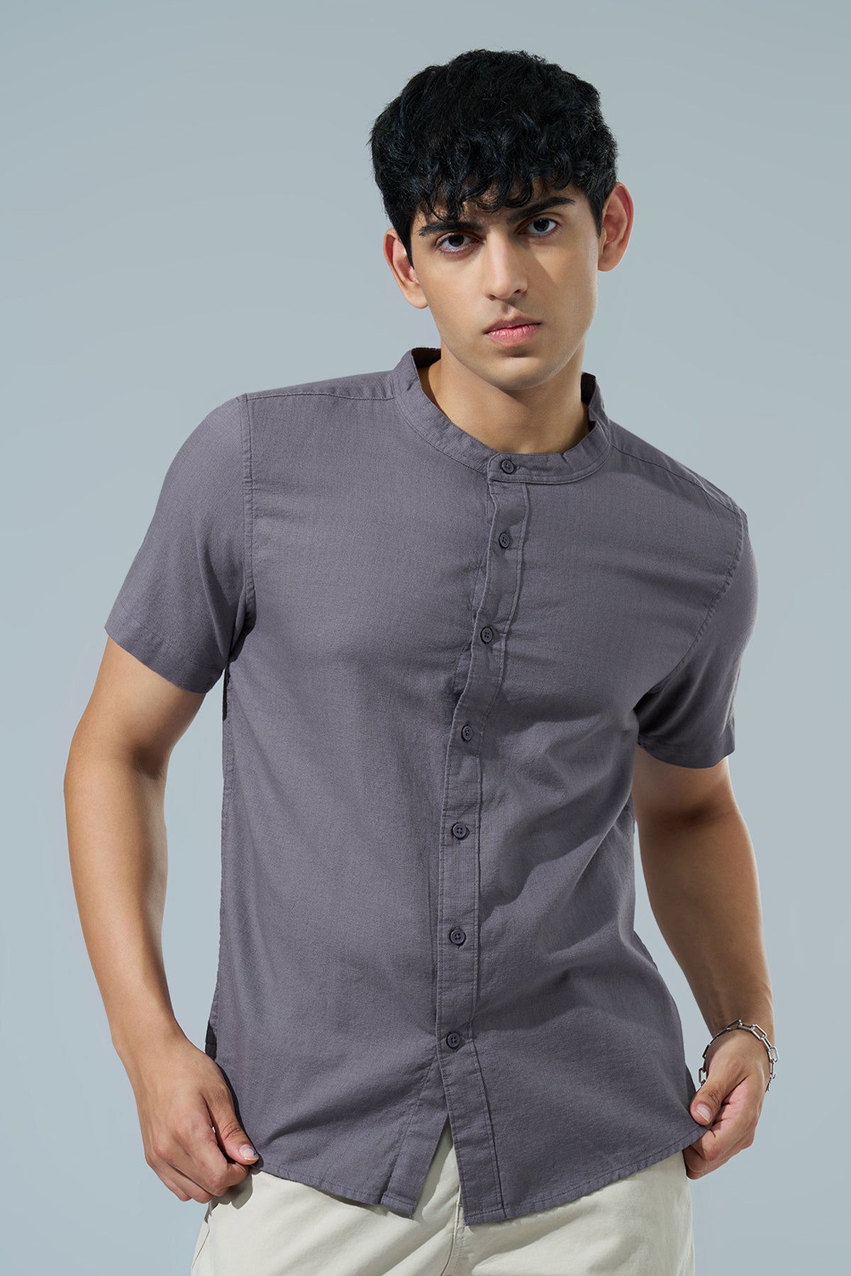 Grey Regular Fit Casual Shirt for Men - Image 2
