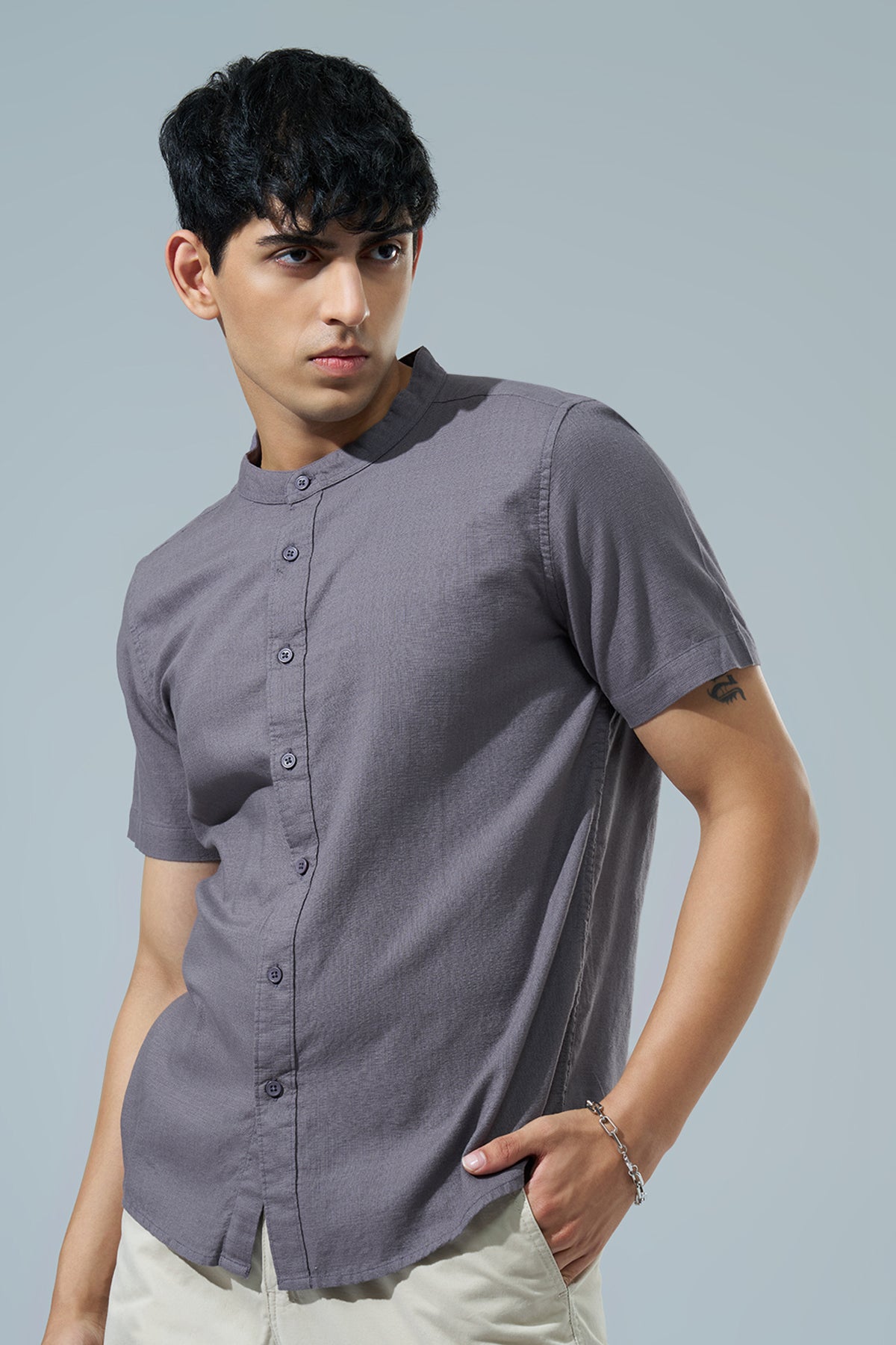 Grey Regular Fit Casual Shirt for Men - Image 4