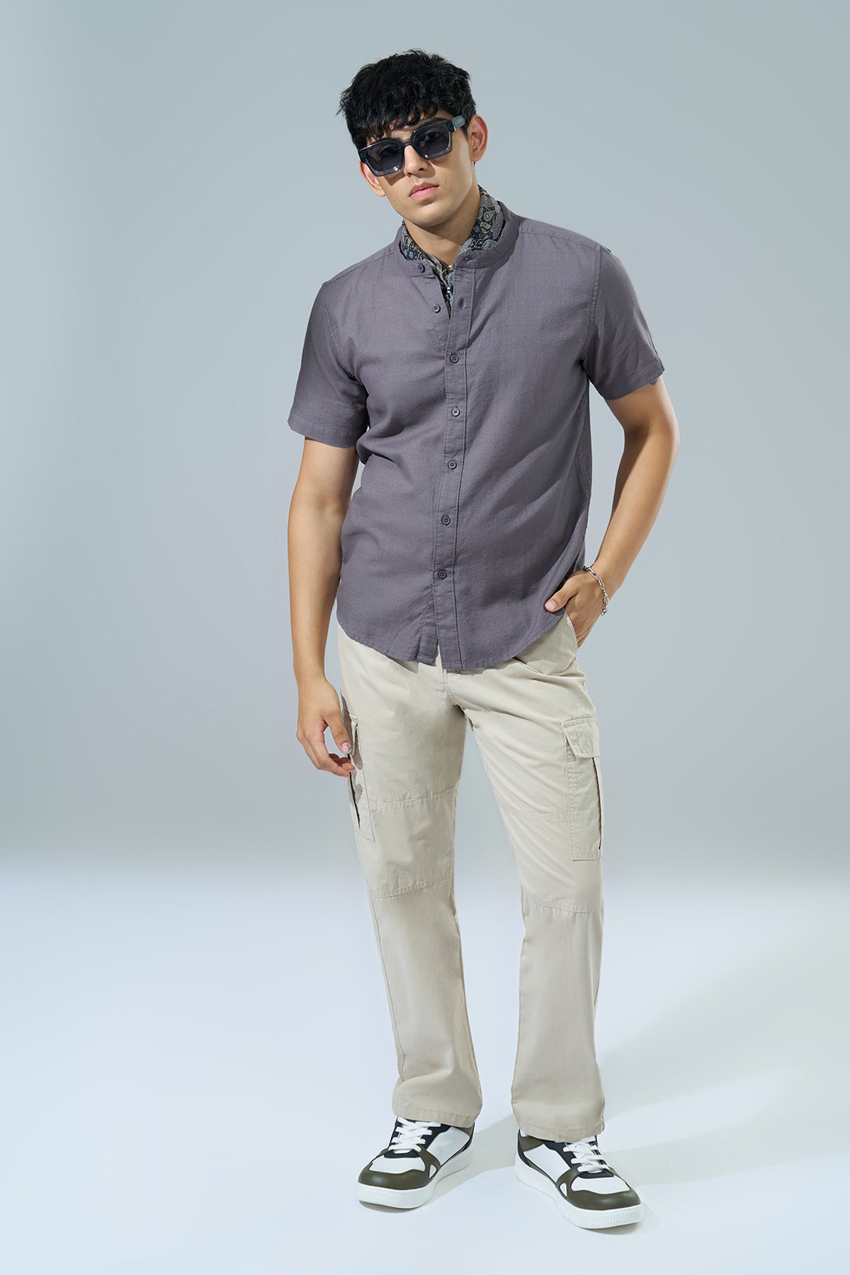Grey Regular Fit Casual Shirt for Men - Image 6