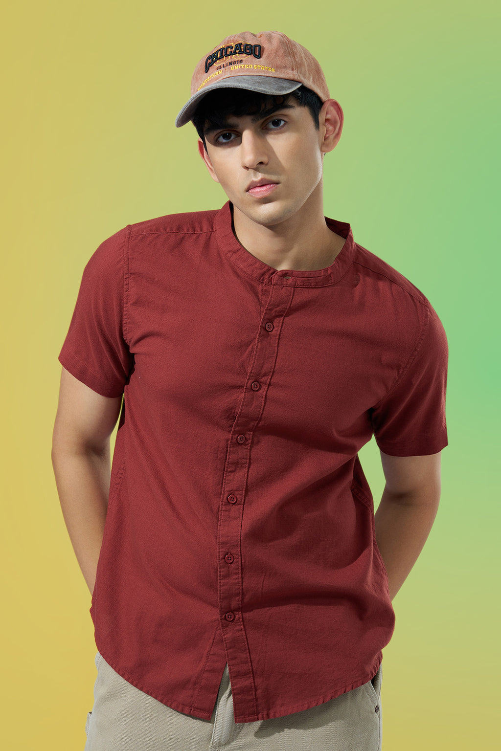 Maroon Regular Fit Casual Shirt For Men - Image 1