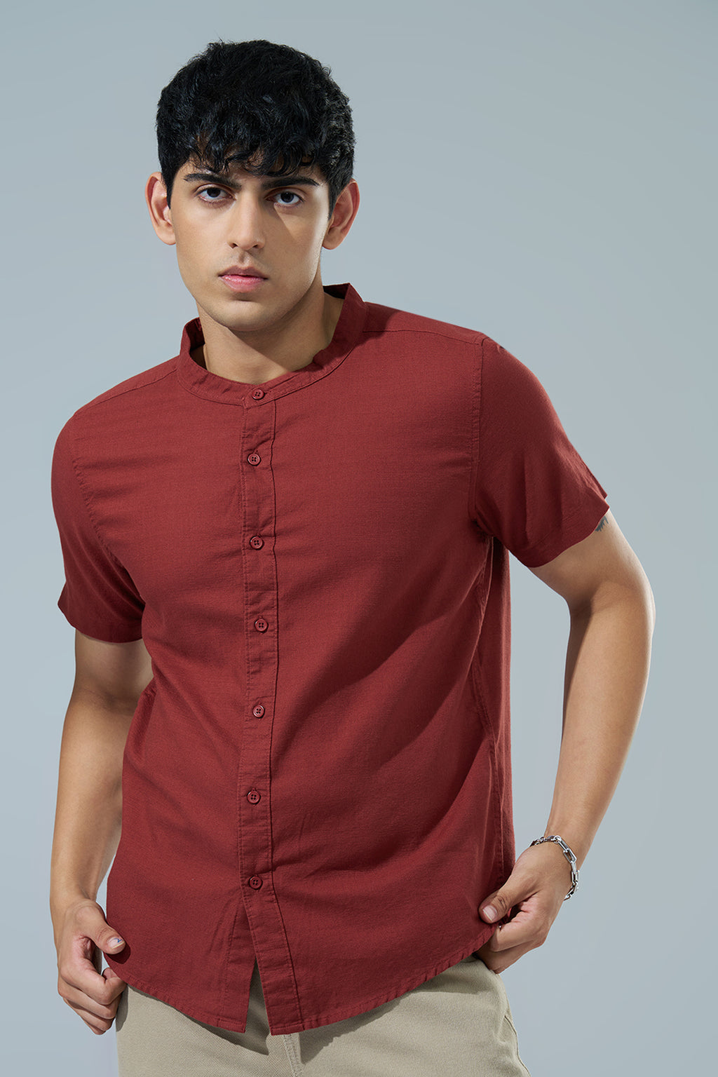 Maroon Regular Fit Casual Shirt For Men - Image 2