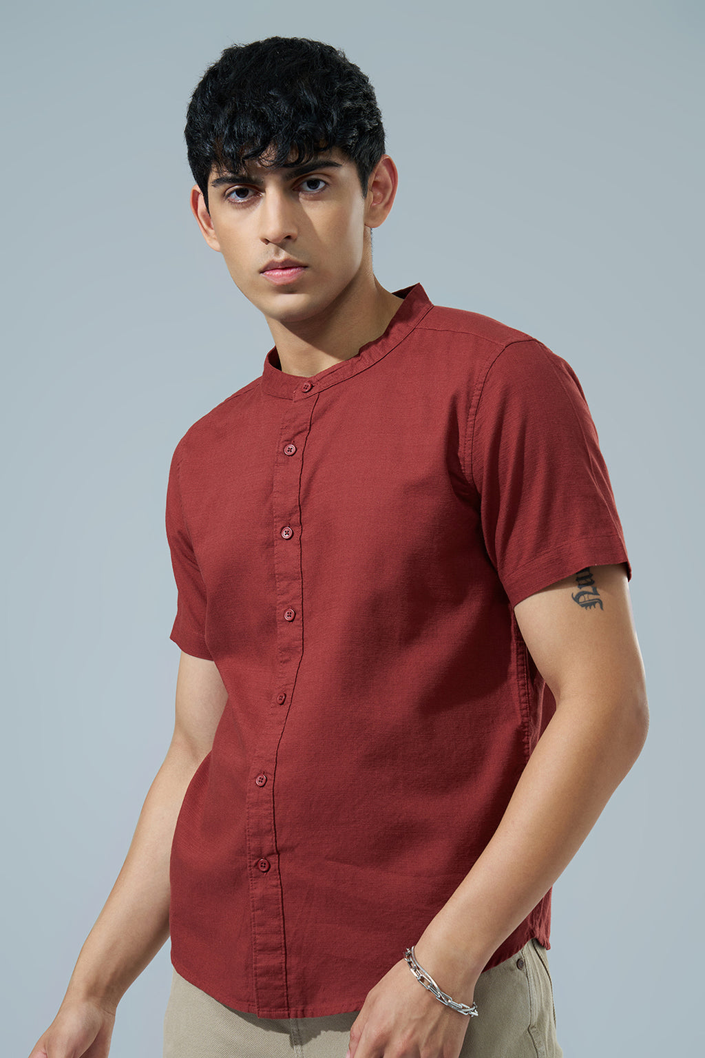 Maroon Regular Fit Casual Shirt For Men - Image 4