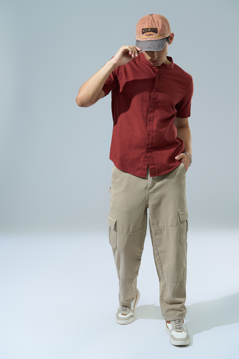 Maroon Regular Fit Casual Shirt For Men - Image 6