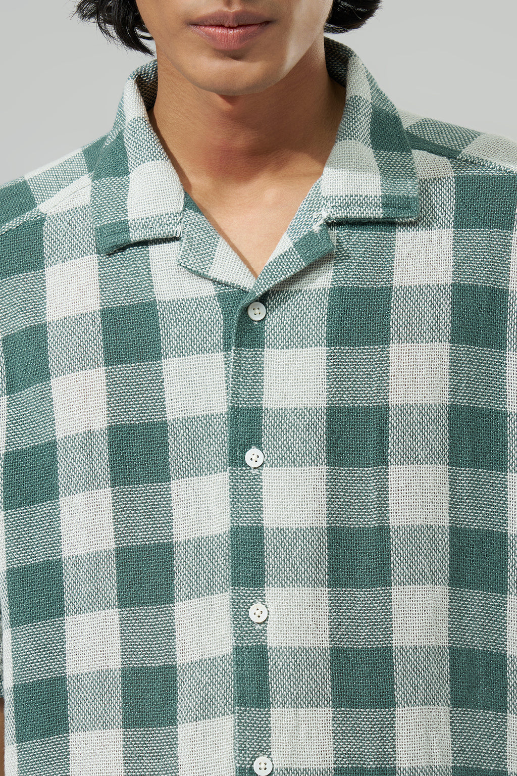 Teal Checks Resort Shirt for Men - Image 2