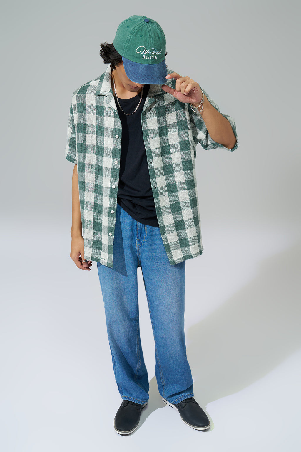 Teal Checks Resort Shirt for Men - Image 6