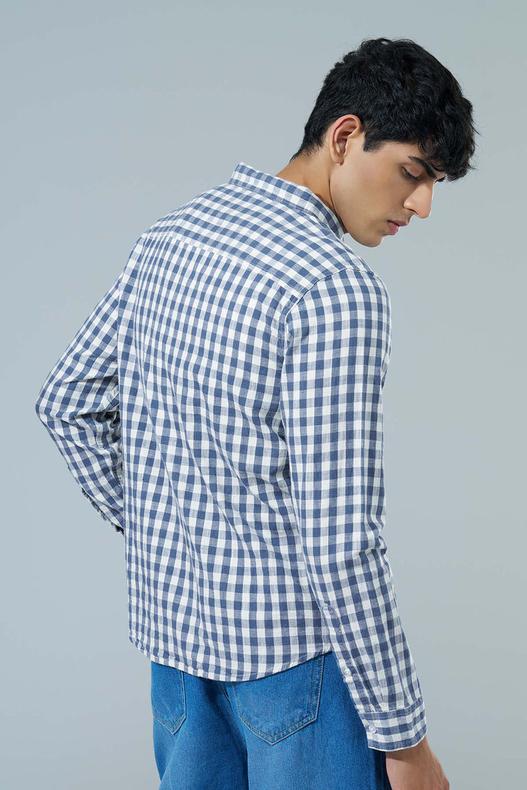 Blue Checked Regular Fit Casual Shirt for Men - Image 4