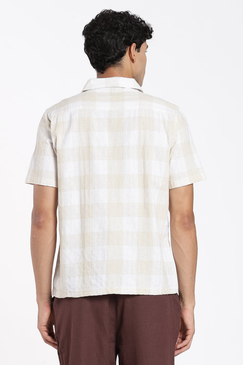 Beige Checkered Regular Fit Shirt for Men - Image 5