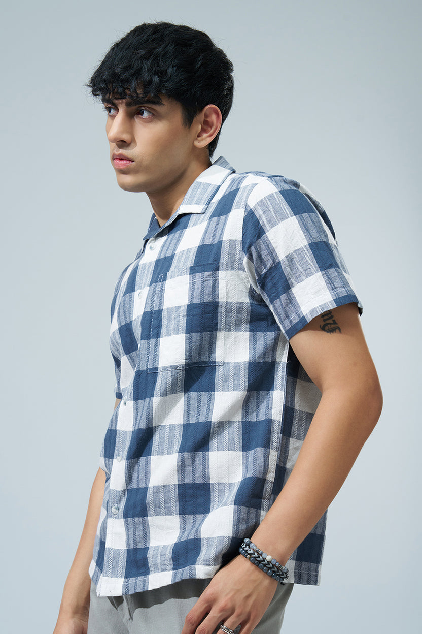 Blue Checked Regular Fit Shirt for Men - Image 4