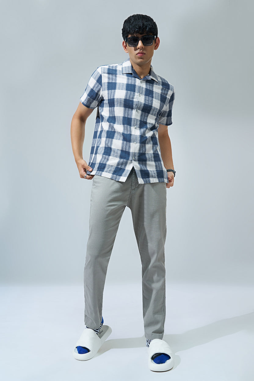 Blue Checked Regular Fit Shirt for Men - Image 6