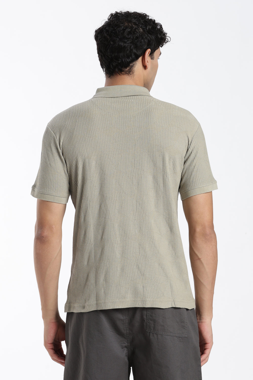 Green Textured Regular Fit Polo T-Shirt for Men - Image 5