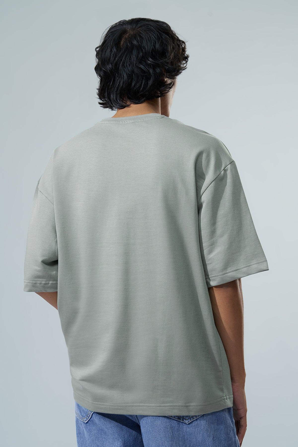 Light Green Typographic Printed Oversized Fit T-Shirt for Men - Image 5