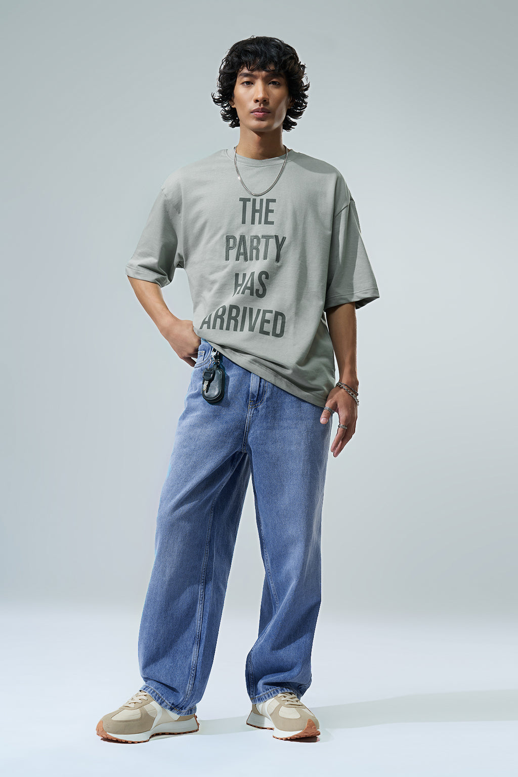 Light Green Typographic Printed Oversized Fit T-Shirt for Men - Image 6