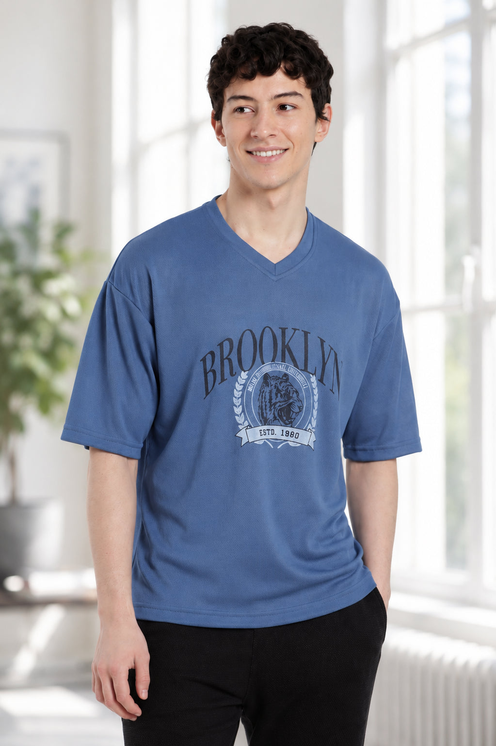 Blue Graphic Oversized Fit T-Shirt for Men - Image 1