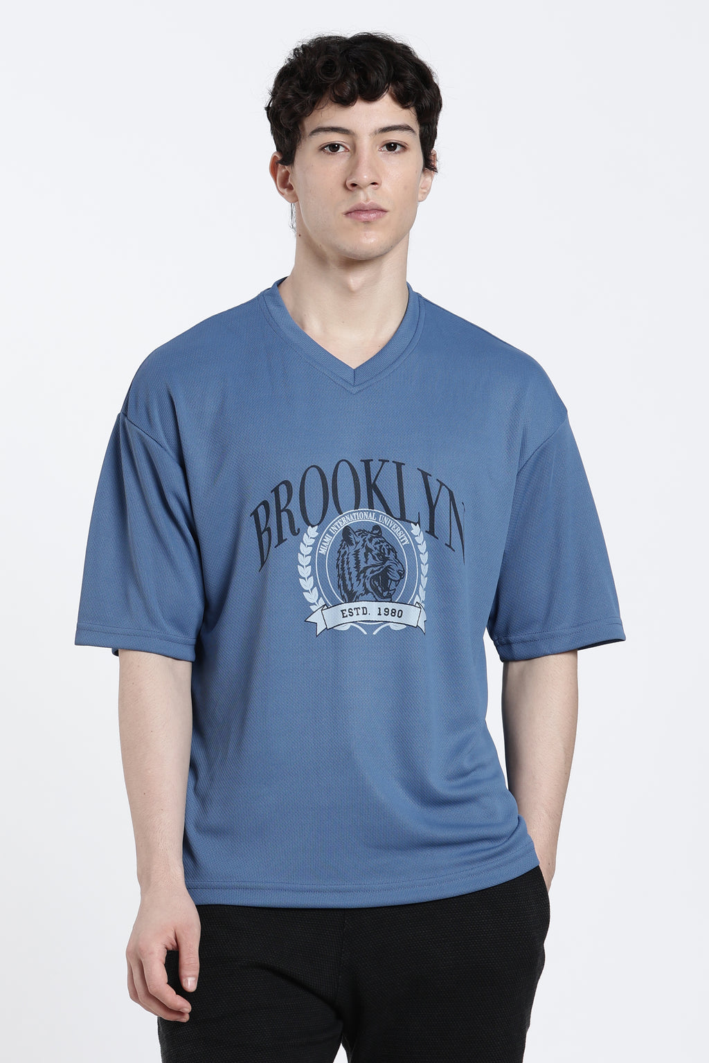 Blue Graphic Oversized Fit T-Shirt for Men - Image 2