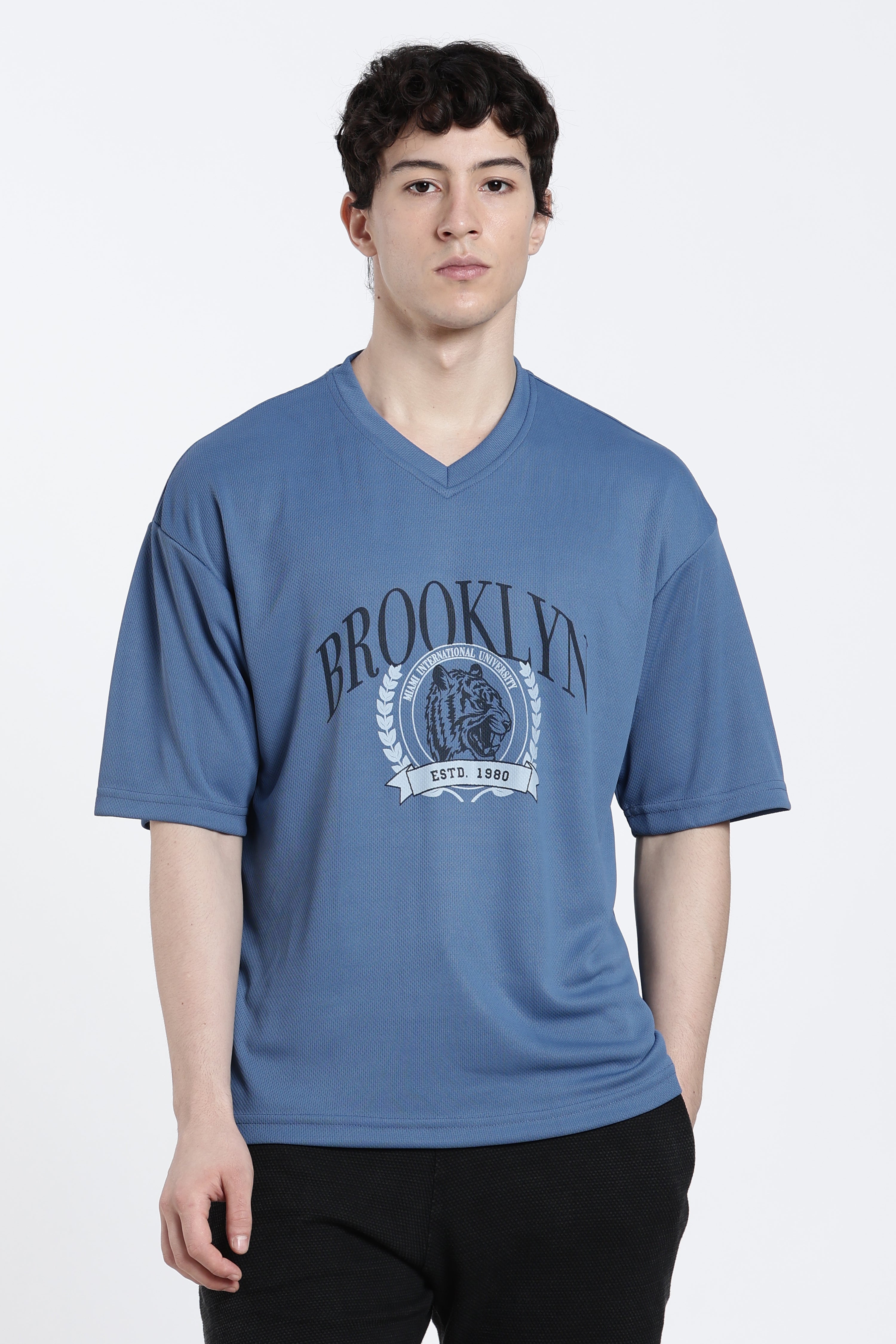 Blue Graphic Oversized Fit T-Shirt for Men - Image 2