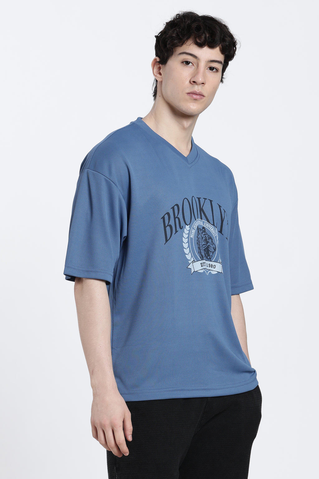 Blue Graphic Oversized Fit T-Shirt for Men - Image 4