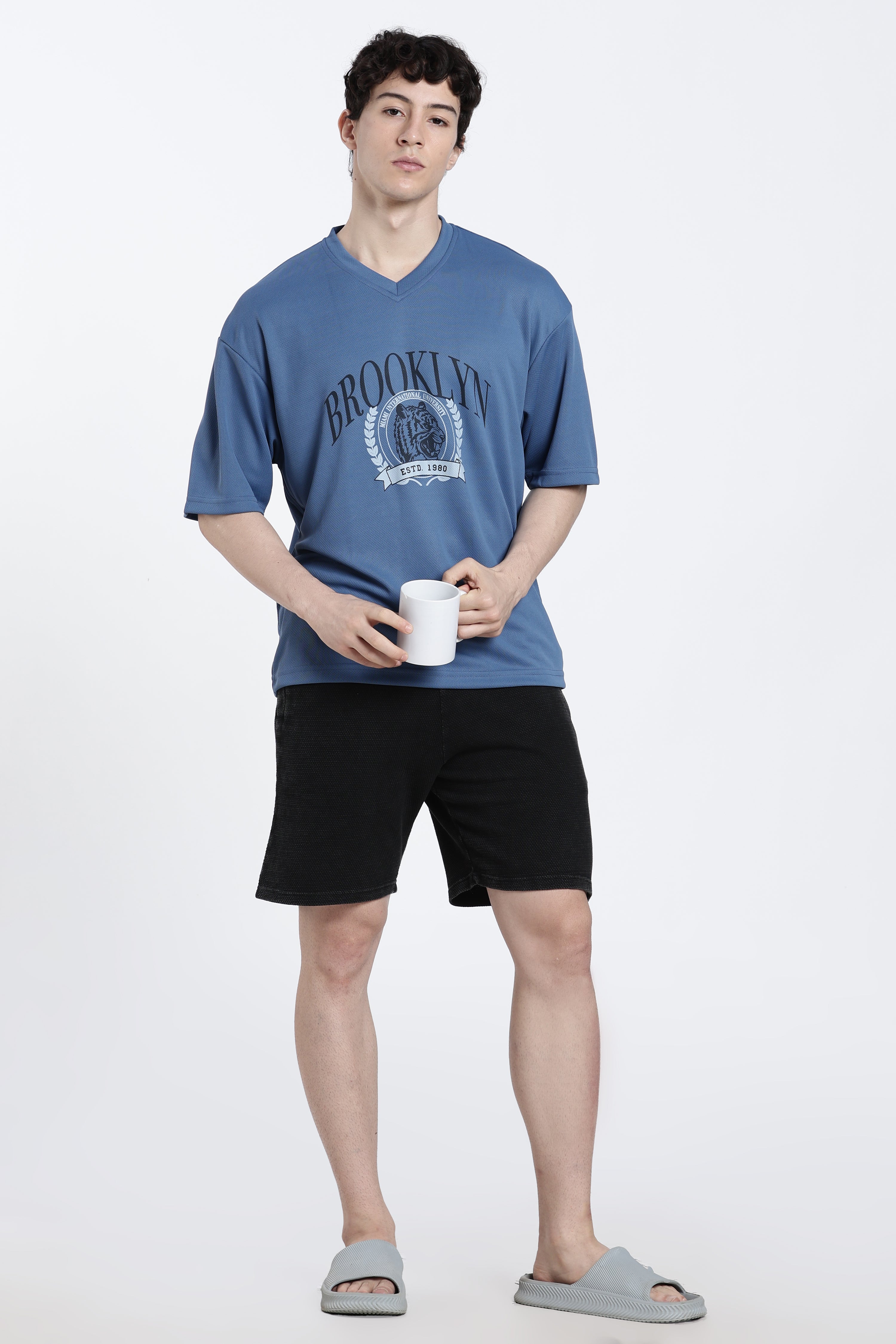 Blue Graphic Oversized Fit T-Shirt for Men - Image 6
