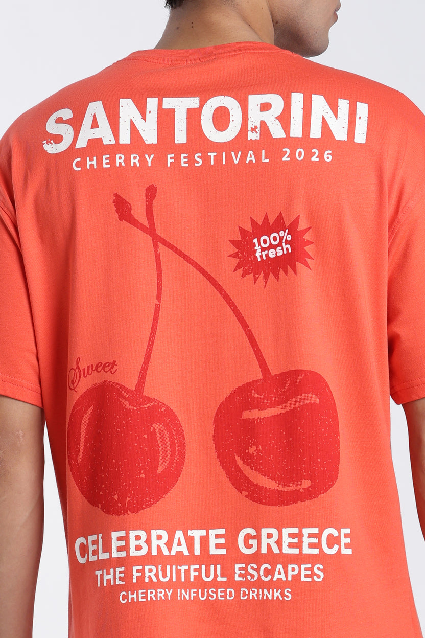 Orange Printed Oversized Fit T-Shirt For Men - Image 3
