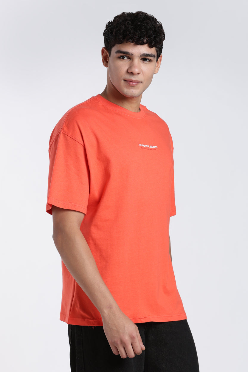 Orange Printed Oversized Fit T-Shirt For Men - Image 4
