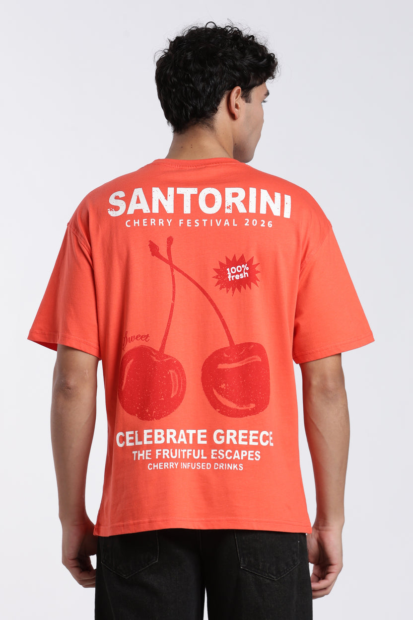 Orange Printed Oversized Fit T-Shirt For Men - Image 5