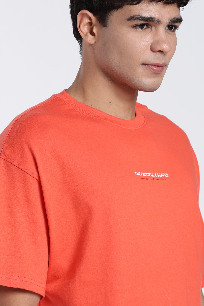Orange Printed Oversized Fit T-Shirt For Men - Image 7