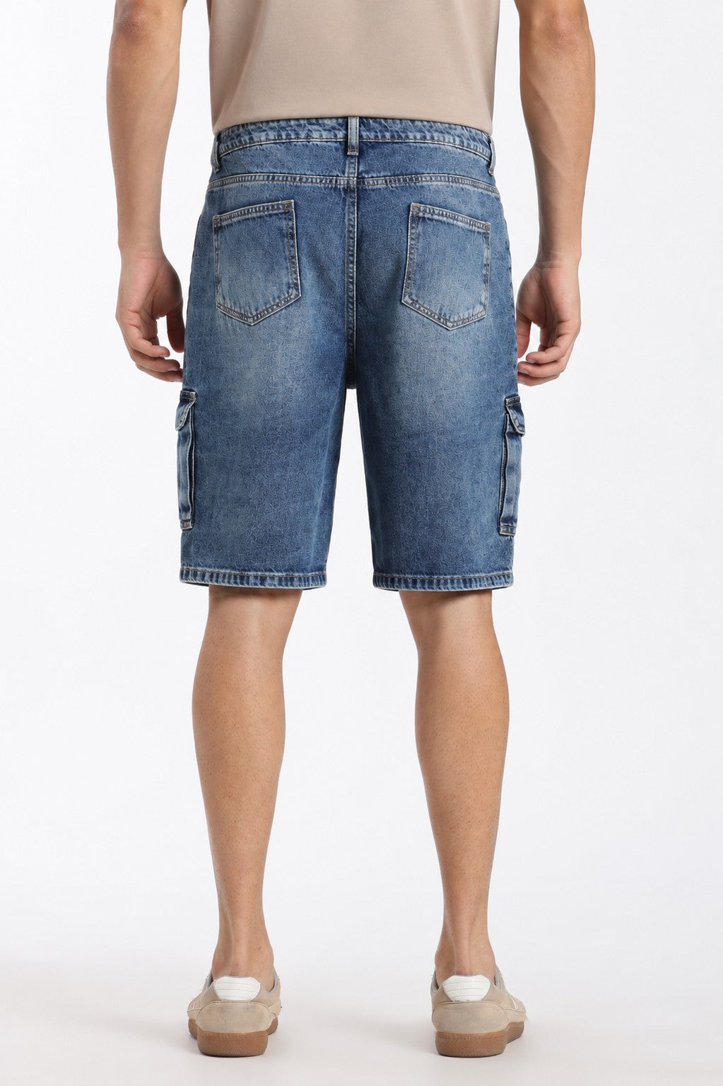 Blue Solid Regular Fit Shorts for Men - Image 5