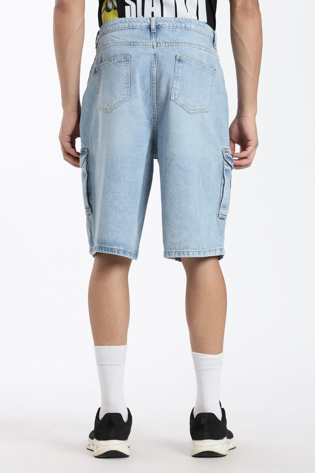 Light Blue Solid Regular Fit Shorts for Men - Image 5