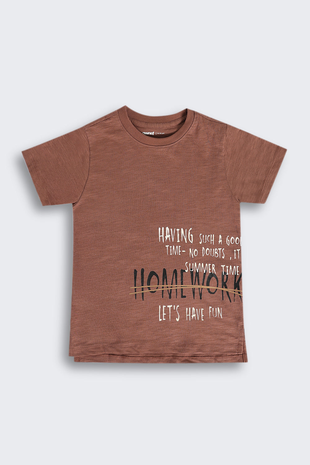 Brown High‑Low Hem Graphic T‑Shirt for Tweens Boys - Image 2