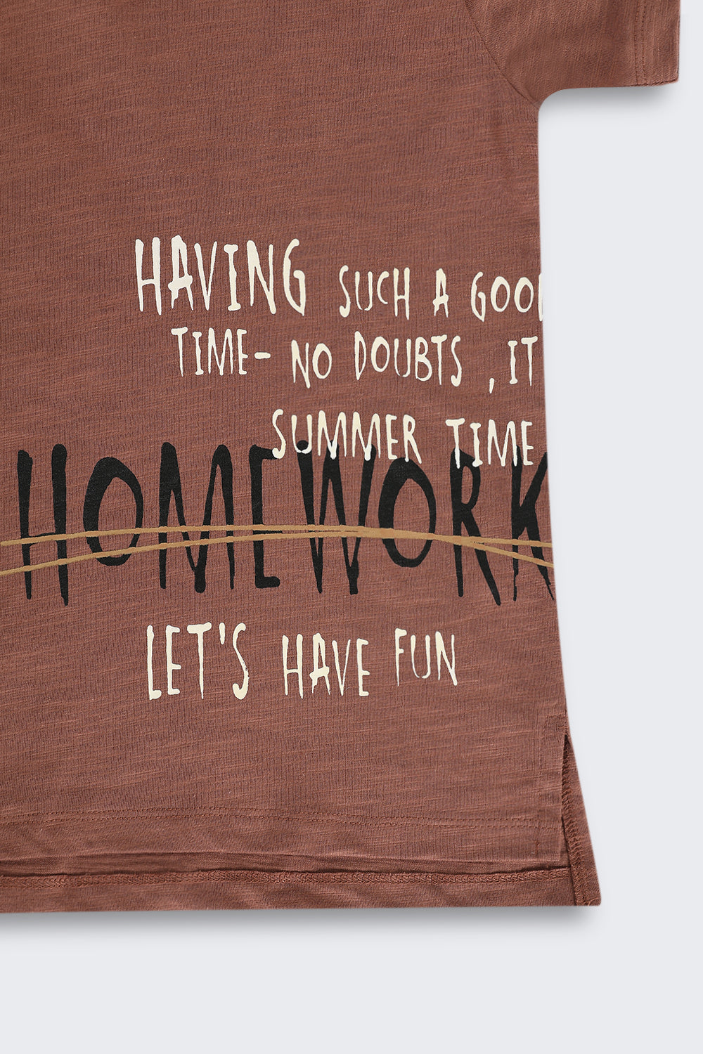 Brown High‑Low Hem Graphic T‑Shirt for Tweens Boys - Image 4