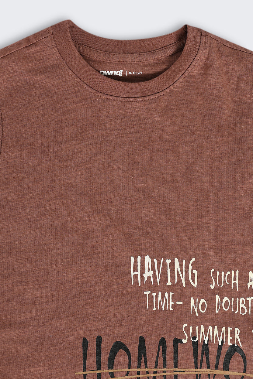 Brown High‑Low Hem Graphic T‑Shirt for Tweens Boys - Image 6
