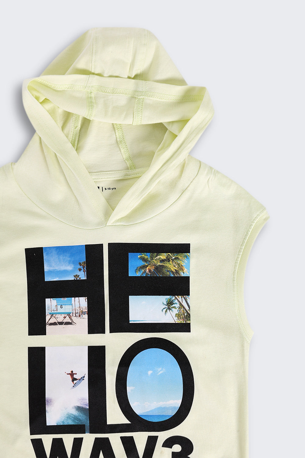 Lime Summer Graphic Sleeveless Hooded T‑Shirt for Tweens Boys - Image 4
