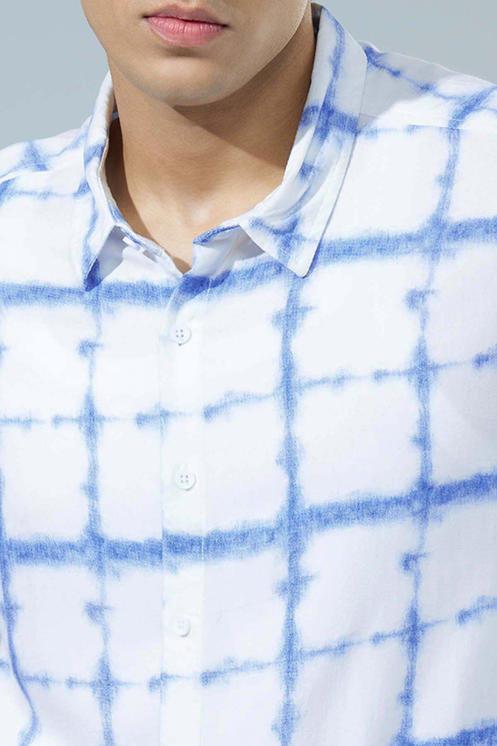 Blue Printed Regular Fit Casual Shirt For Men - Image 3