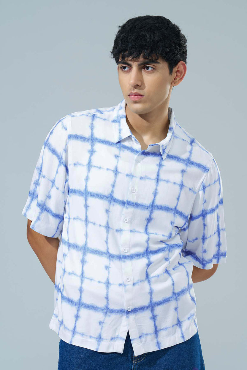 Blue Printed Regular Fit Casual Shirt For Men - Image 2