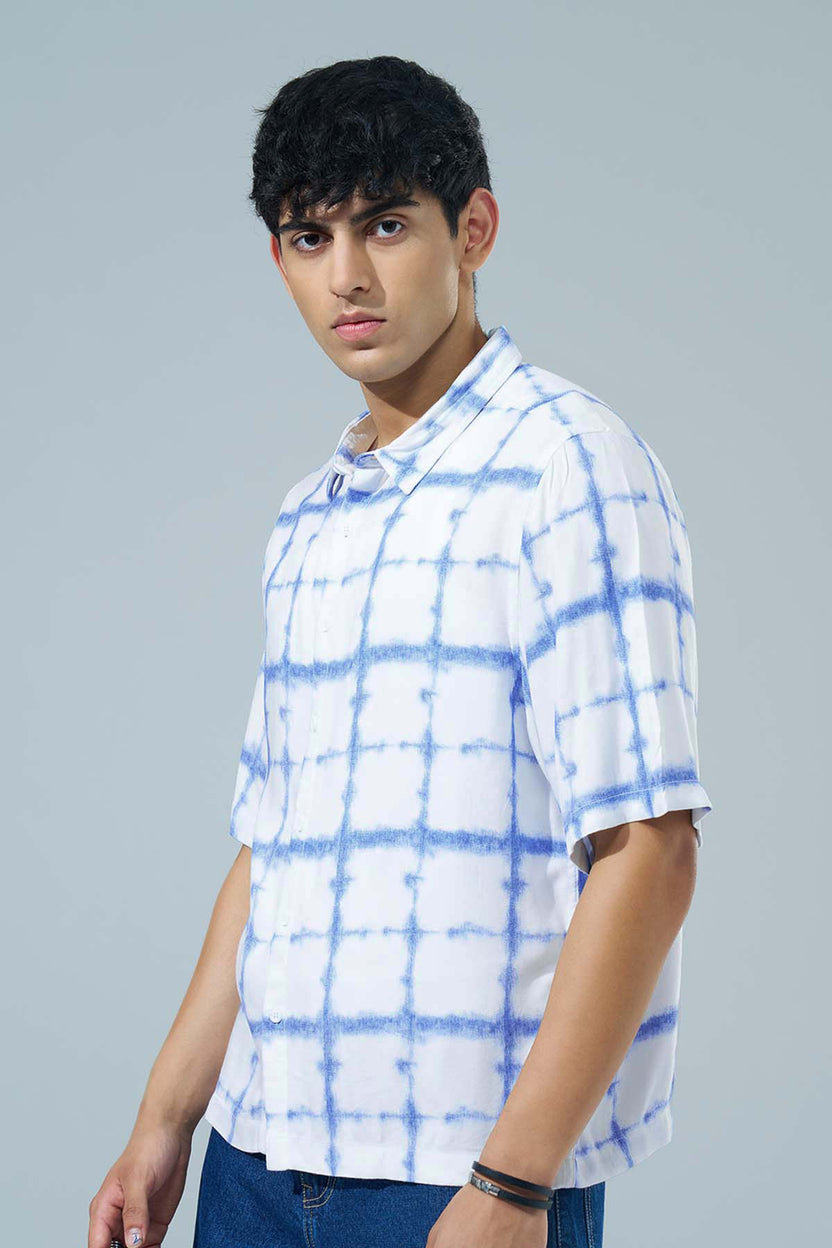 Blue Printed Regular Fit Casual Shirt For Men - Image 4