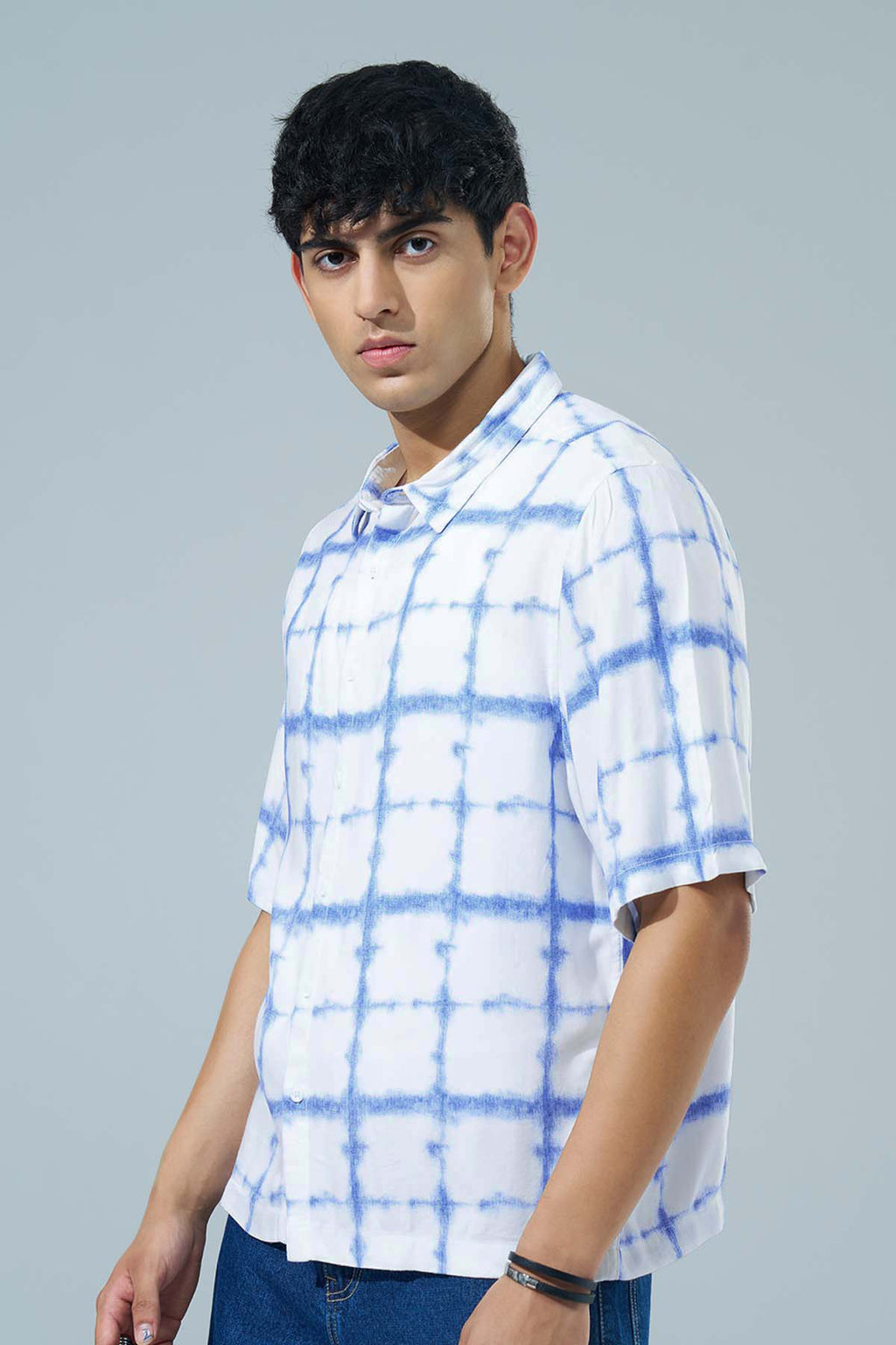 Blue Printed Regular Fit Casual Shirt For Men - Image 4