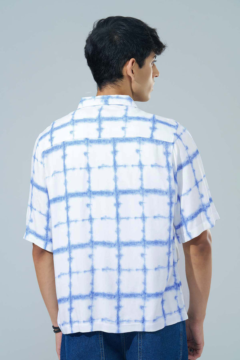 Blue Printed Regular Fit Casual Shirt For Men - Image 5