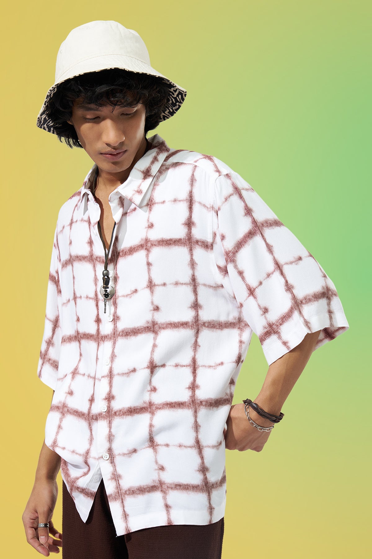 Orange Checks Regular Fit Shirt for Men - Image 1