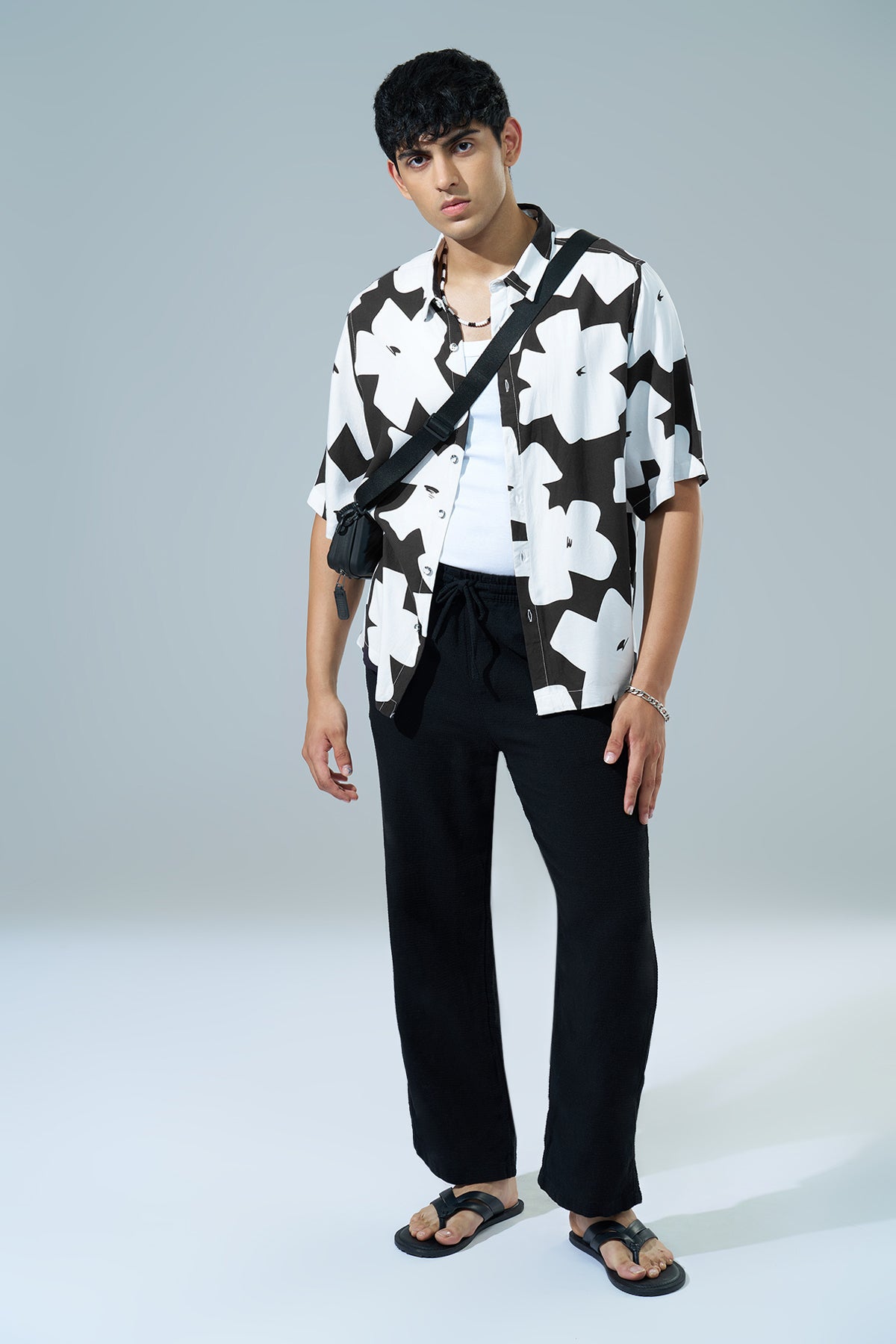 Black Printed Regular Fit Casual Shirt for Men - Image 6